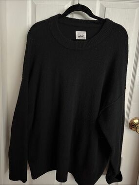aerie Black Crewneck Oversized Sweater